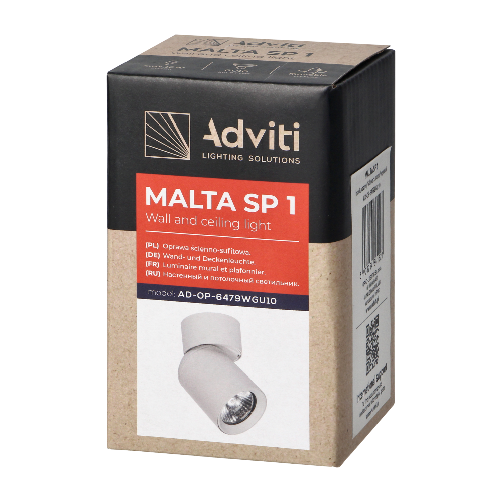 MALTA SP 1, wall and ceiling light, GU10 max. 12W, IP20, black